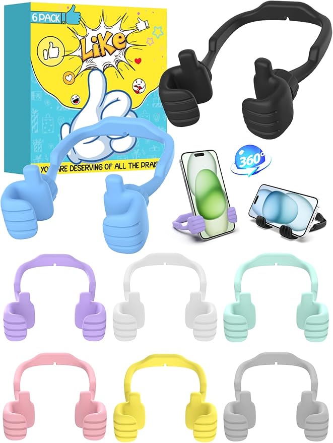 Stocking Stuffers for Men Women Teens Kids Gifts for Men Christmas: Thumbs Up Lazy Phone Stand Holder Funny Gadgets Teenage Boys Girls (Purple+Yellow+Black+White+Green+Grey+Blue+Pink, 8)