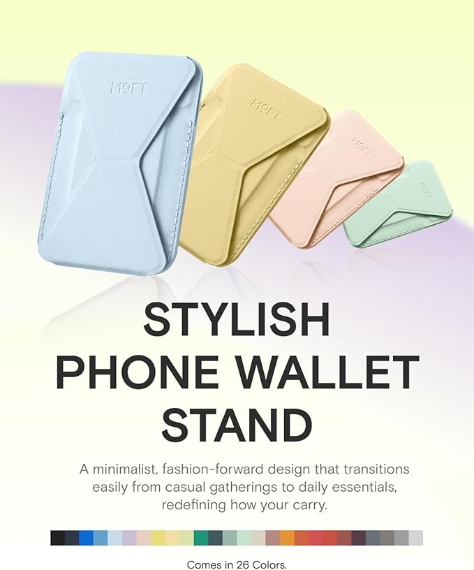 MOFT Magnetic Wallet Stand Compatible with iPhone 17/16/15/14/13/12 Series, Angle Adjustment & Magsafe Compatible MOVAS Phone Stand,Soothing Mist