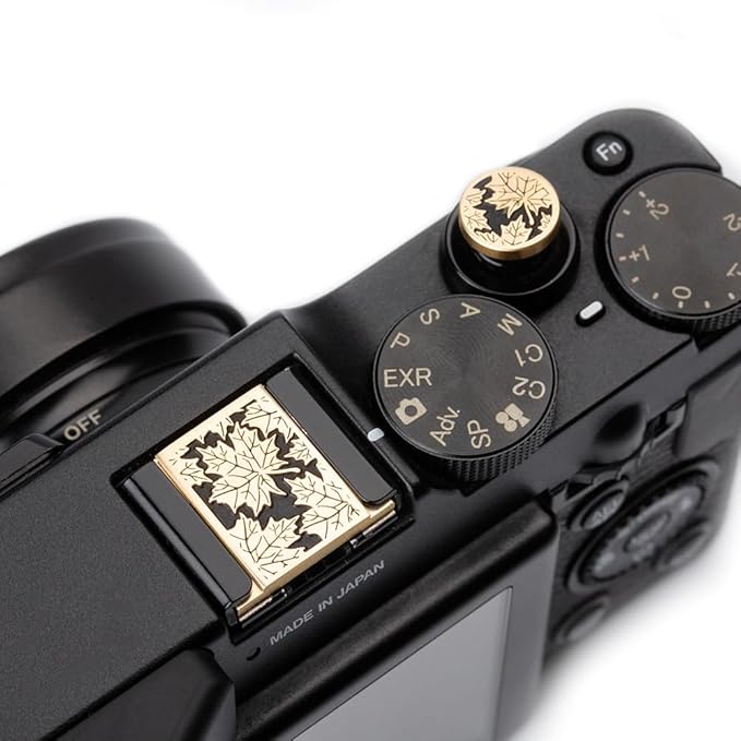DBZZ Leaf Camera hot Shoe Cover and Camera Shutter Button for Nikon zf for Fujifilm X-T5 X-T4 X-T3 X-T30 II X-T20 X100VI X100V X100 X-PRO3 X-PRO2 X-S20 X-S10 (Brass Leaf Set)