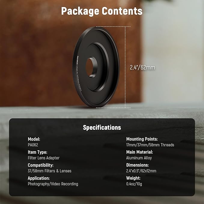 NEEWER 17mm to 37mm & 58mm Lens Filter Adapter Ring, Compatible with Beastgrip 37mm Lenses 58mm Filters Phone Cage Rig Stabilizer for iPhone 16 15 Pro Max S24 Ultra Video Recording, PA062