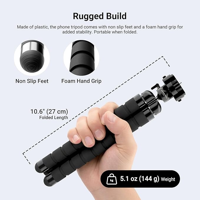 NEEWER Basics Flexible Phone Tripod, Mini Small Octopus Desk Stand Holder, Vlog Selfie Stick for Cell Phone Camera Compatible with iPhone GoPro DJI Insta 360 Action Camera for Video Recording, TP001