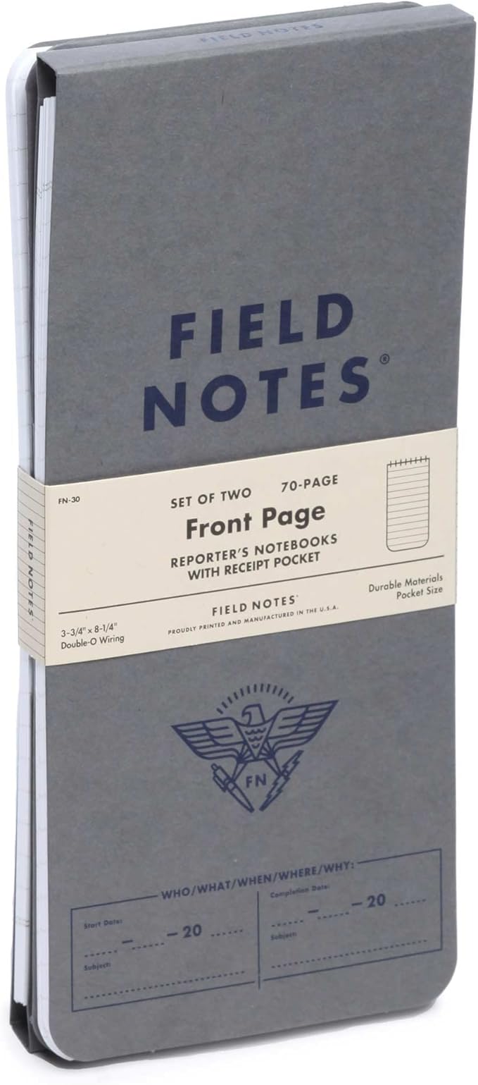 Field Notes - Front Page 2-Pack of Reporter's Notebooks - 3.75" x 8"