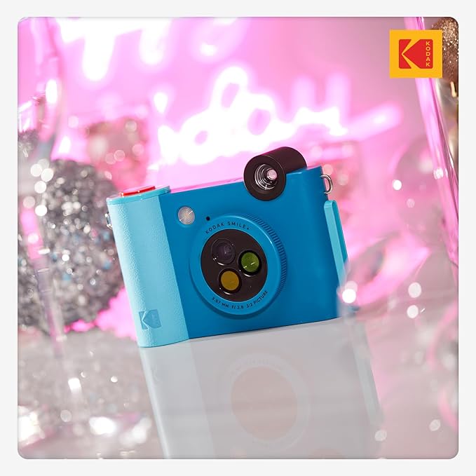Kodak Smile+ 2-in-1 Digital Instant Print Camera & Wireless Bluetooth Photo Printer - 10MP, Special-Effect Rotating Lens, Zink 2x3” Sticky-Back Photos, Print via Fun App from Smart Devices - Blue