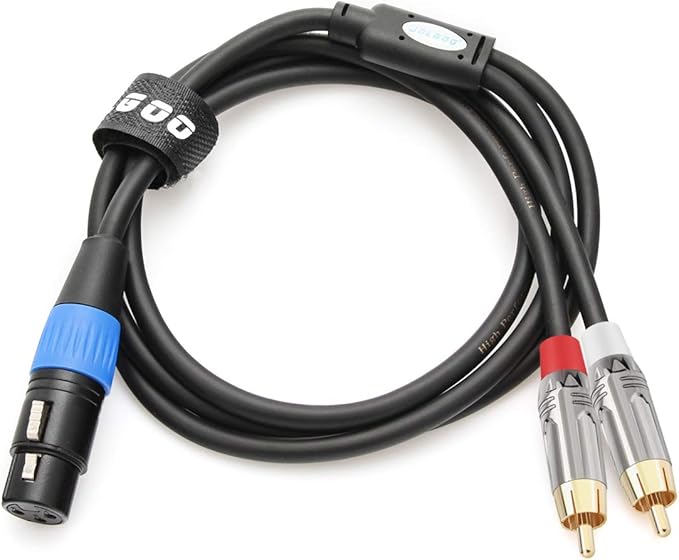 Unbalanced XLR Female to Dual RCA Y Splitter Breakout Cable, 1 XLR Female to 2 RCA Male Y Breakout Cable Adapter Cord, 3.3 Feet