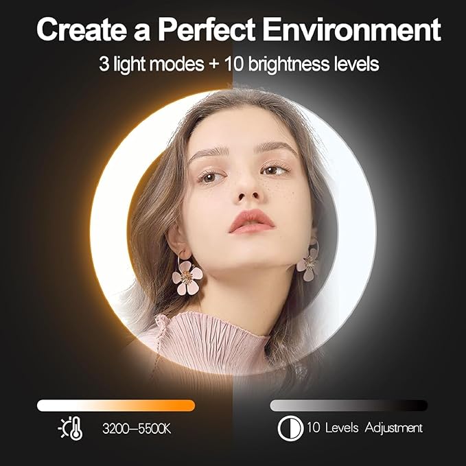 EMART 12" Ring Light with 55" Extendable Tripod Stands and Phone Holder, Dimmable LED Circle Round Light for Selfie Camera Photography/Makeup/YouTube Video/Vlogging/Live Streaming