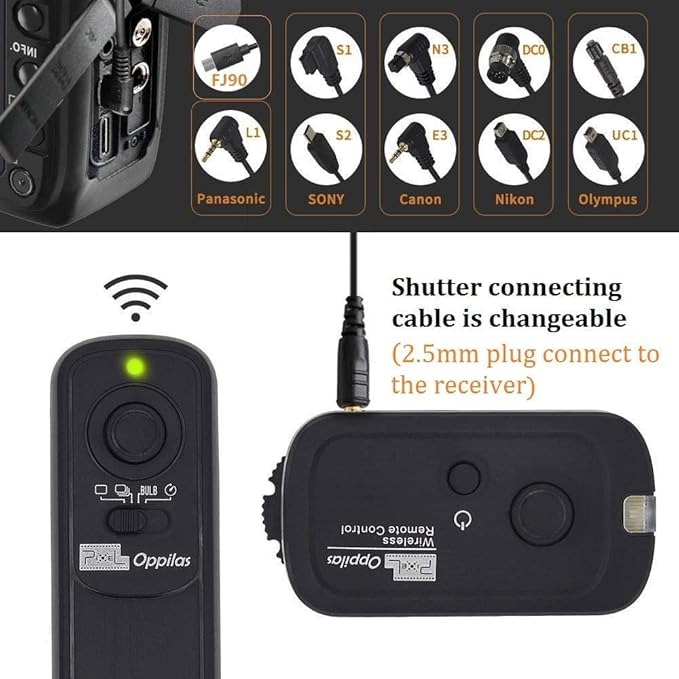 Pixel Wireless Remote Commander Shutter Release Oppilas-DC0 Shutter Release Control for Nikon Cameras, Replaces Nikon Remote Cord MC-30A