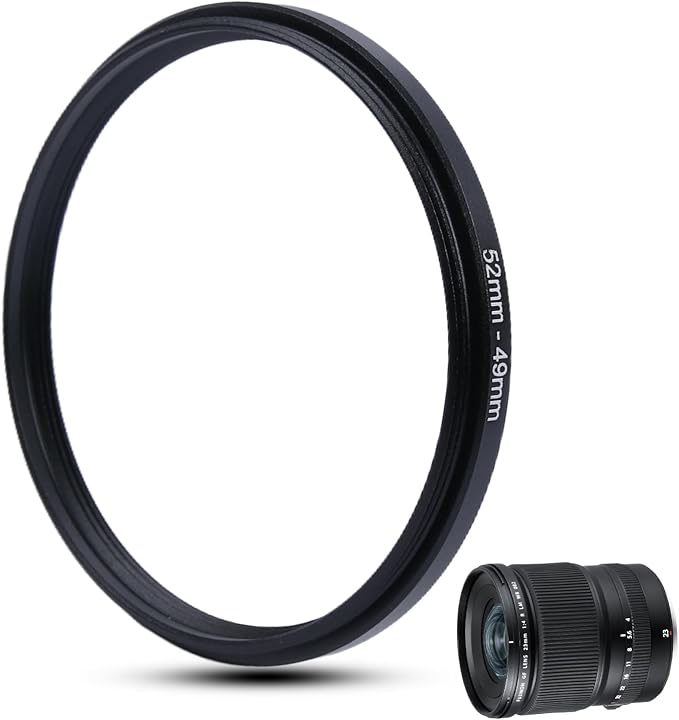 Metal Step Down Ring Filter Adapter - 52mm to 49mm - Metal Ring Step Down Rings Adapter Filter Compatible with All 49mm UV, CPL, ND, Lens Hood, Threaded Lens ect