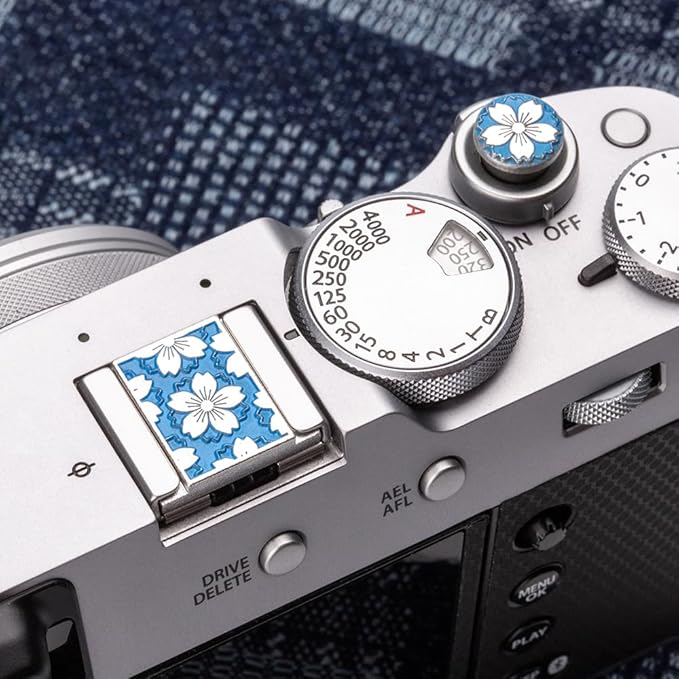 Camera Metal Hot Shoe Cover Shutter Buttons for FUJIFILM X100VI X100V XPro3 XPro2 XPro1 X-T4 X-T3 X-T50 X-T30 for NikonZF Z5 Z6 for Canon (Blue-Set)