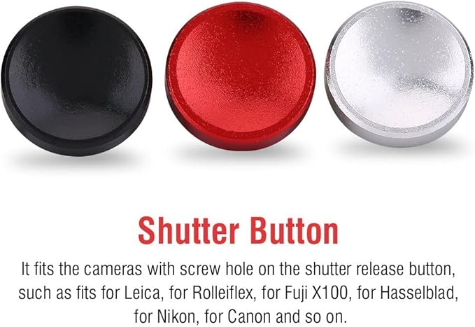 Acouto Soft Shutter Release Buttons 3pcs Universal Aluminium Alloy Camera Shutter Release Buttons with Concave Fit for for for Red+Black+Silver
