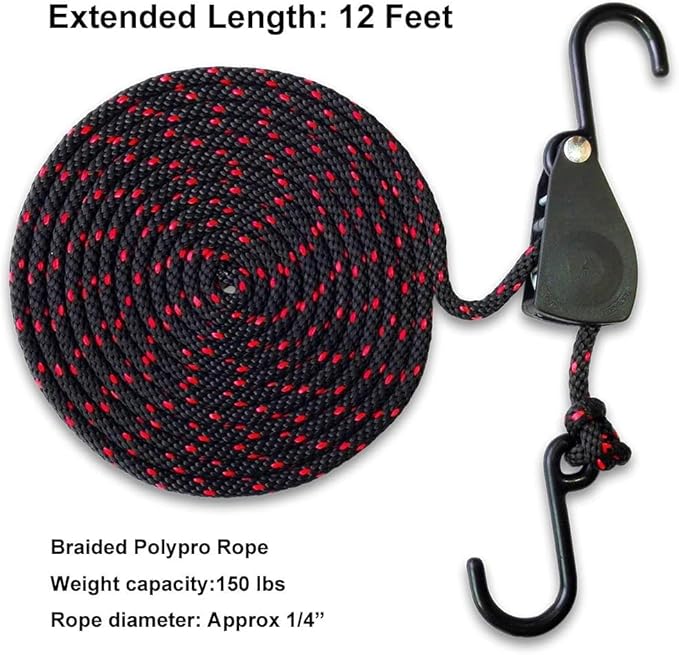 LE KAPMOZ Kayak Tie Down Straps Canoe Bow and Stern Heavy Duty Cargo Ratchet Pulley Rope Hanger