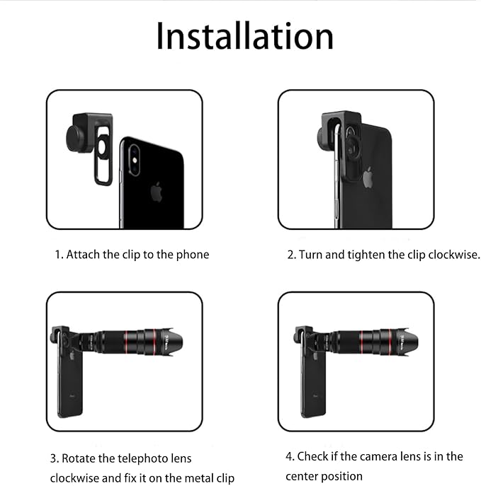 Cell Phone Camera Lens Kit, 6 in 1 Phone Lens Kit, 22x Telephoto Lens, 180° Fisheye Lens, 120° Super Wide-Angle Lens, 20x Macro Lens with Tripod & Universal Clip for iPhone Android Smartphone