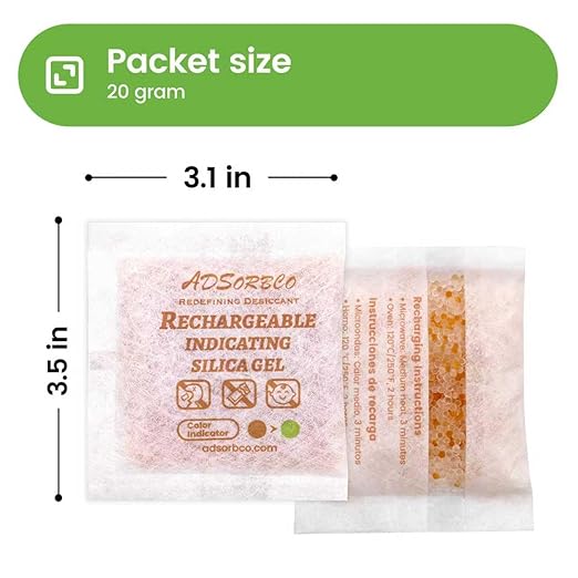 ADSorbco 5 Gram (500 Pack) Silica Gel Packets - Desiccant Packs for Storage, Moisture Absorbers for Food, Rechargeable, Orange-to-Green & White Blend for Food Storage, Electronics, Jewelry, Safes