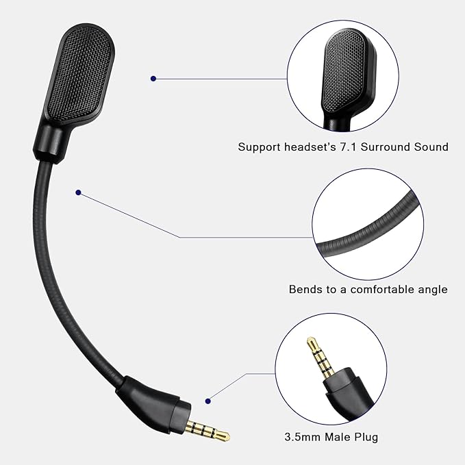 Upgraded Mic Replacement fits for HyperX Cloud III Wired/Wireless Gaming Headphone, Detachable Noise Cancellation Backup Microphone for Crystal Gaming Voice Chat