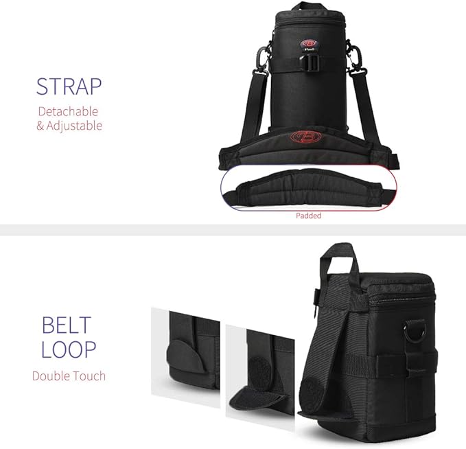 BPAULL Lens Pouch For DSLR Camera Lens Fits for Canon, Nikon, Pentax, Sony, Olympus, Panasonic, and other Lens BL-0009