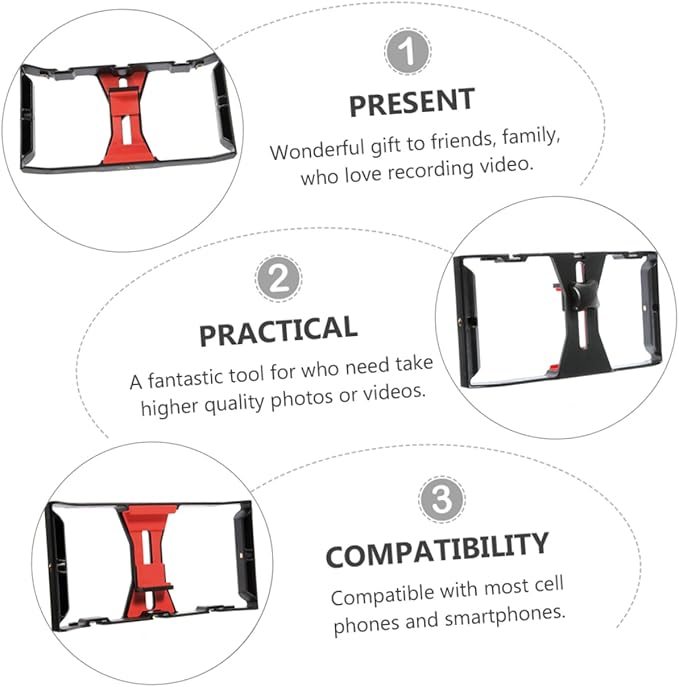 DOITOOL Smartphone Filmmaking Rig Case with Tripod Mount for Recording Black Red Phone Frame Holder for Mobile Film Live Streaming Vlogging and Podcast Use
