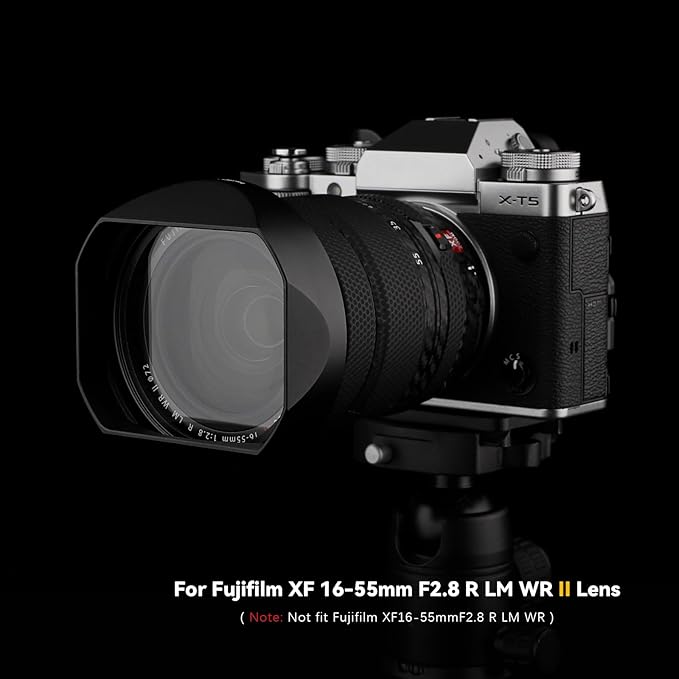 Haoge LH-X18N Bayonet Square Metal Lens Hood for Fujifilm Fuji XF 16-80mm F4 R OIS WR, Fujinon XF16-55mmF2.8 R LM WR II Lens Shade with Metal Cap