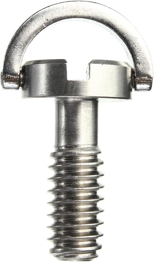 Long 1/4"" D-Ring Screw Stainless Steel for Camera Tripod Quick Release Plate Silver, 068401