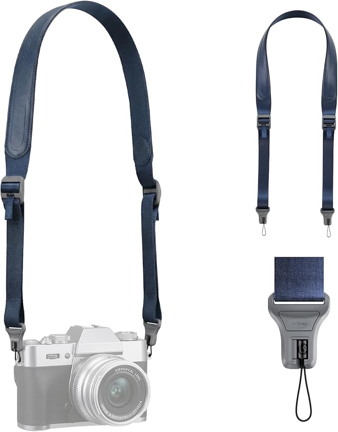 ULANZI CSS1 U-Snap Camera Strap, 55in Quick Release Camera Shoulder Straps for Photographers with Safety Tether, 60kg Load Capacity, Soft Sling for DSLR Mirrorless Sony Canon Nikon Binoculars (Blue)