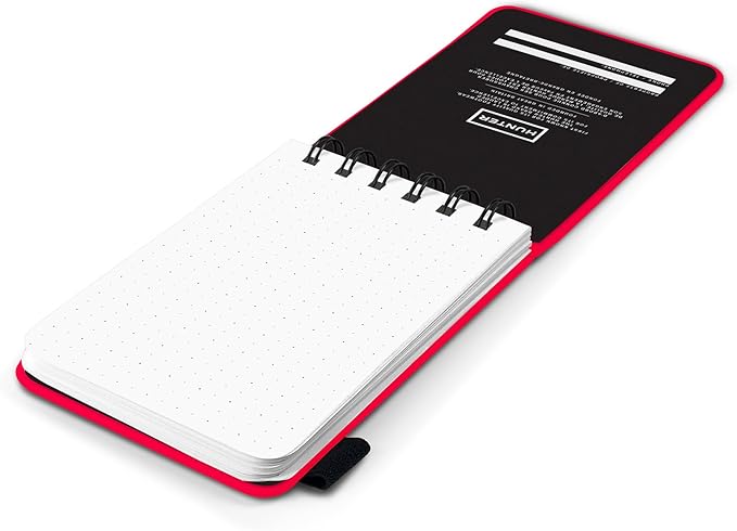 Hunter - All Weather Field Book, 5.75” X 3.6” 128 Pg Outdoor Notebook With Elastic Band to Protect Notes, Pocket Journal With Dot Grid Stone Paper for Surveying, Water & Tear Resistant, Hunter Red