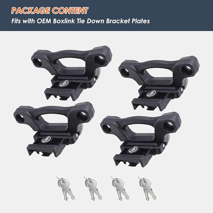 4Pcs Foldable Truck Bed Tie Down Anchors Boxlink Cleats Compatible with Ford F150 F250 F350 & Raptor 2015-2024 2025