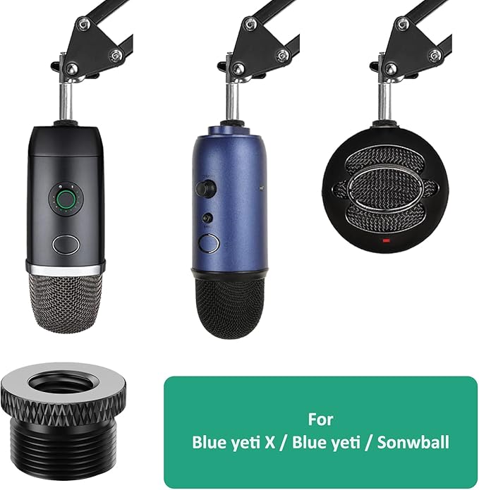 Blue Yeti Mic Screw Adapter 5/8 Male to 3/8 Female, Metal Screw Thread Adapter for Blue Yeti X/Blue Yeti/Snowball Mic Boom Arm Stand, 8 Pcs (Black)