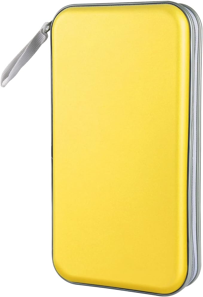CD Case holder, 80 Capacity CD/DVD Case Holders Wallet Hard Plastic CD DVD Disc Cases Storage Binder for Car Home Office Travel (Yellow)