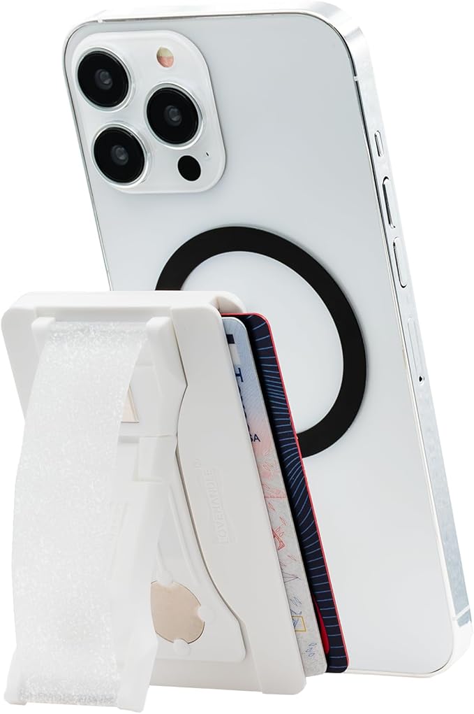 LOVEHANDLE Phone Wallet with Kickstand and Adapter Ring for MagSafe, Phone Card Holder, Wireless Charging Compatible, Wallet Compatible with MagSafe - Crystal Clear Glitter