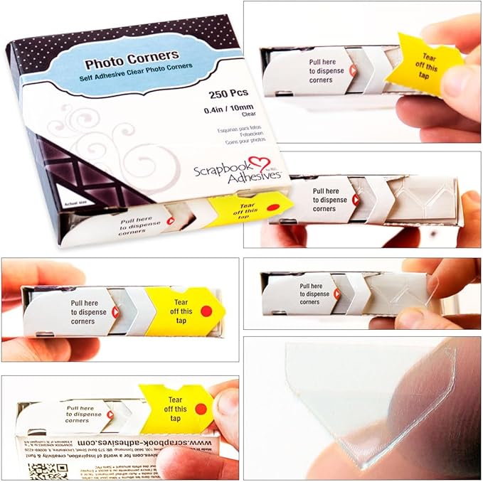 SCRAPBOOK ADHESIVES BY 3L by 3L, Polypropylene Photo Corners, Clear (250 Pcs)