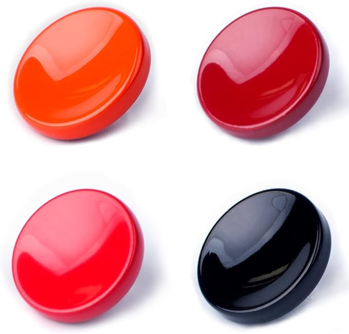 VKO Metal Soft Shutter Release Button,Delicate Camera Shutter Button Black Red Dark-red Orange 11mm Concave Surface(4 Pack)