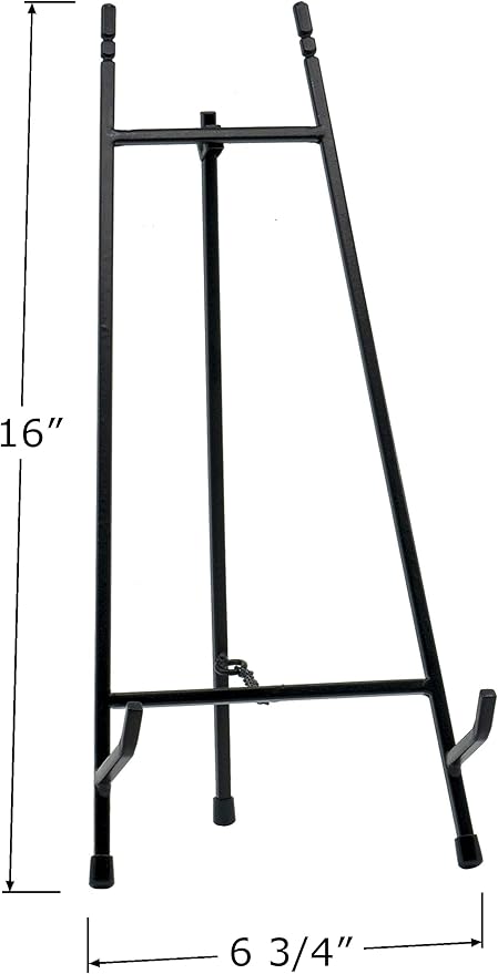 Red Co. 15” Tall Modern Metal Tripod Plate Stand and Art Holder Easel, Black