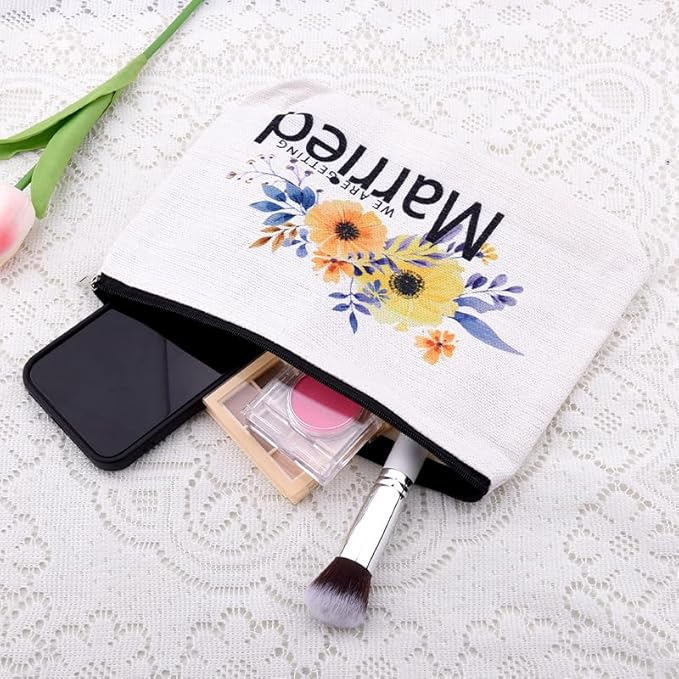 Engagement Gifts for Her Cosmetic Bag Bridal Shower Gifts for Bride Makeup Bag Pouch Wedding Gift Toiletry Bags Bride To Be Gift Bags Newlywed Married Engaged Travel Bags Bachelorette Party Pouches