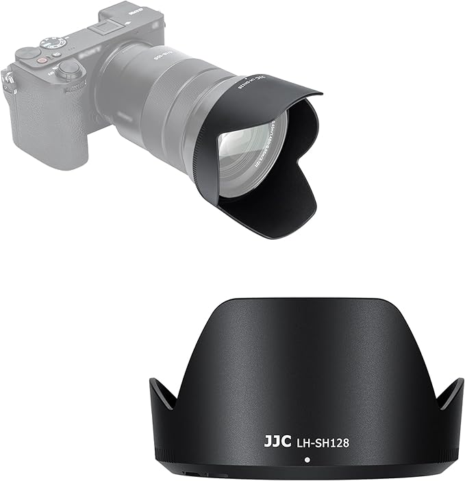 JJC ALC-SH128 Bayonet Reversible Lens Hood Shade for Sony E PZ 18-105mm F4 G OSS Lens, ALCSH128 Lens Hood for Sony SELP18105G, Replaces Sony ALC-SH128 Lens Hood, Allow to Attach 72mm Filter & Lens Cap