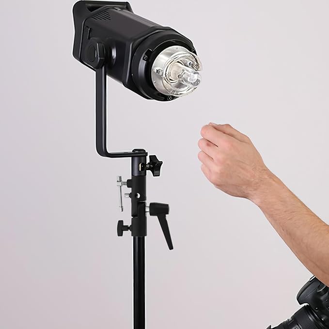 Kisangel H-Shaped Aluminum Alloy Light Stand Adapter with Dual Flash Mount Swivel Umbrella Clamp for Off-Camera Tripod and Photography Umbrella Portable Bracket for Studio and Outdoor Use