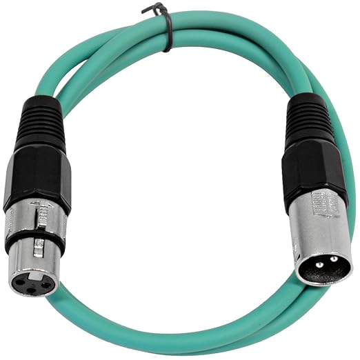SEISMIC AUDIO - SAXLX-3 - 6 Pack of 3' Green XLR Male to XLR Female Patch Cables - Balanced - 3 Foot Patch Cords