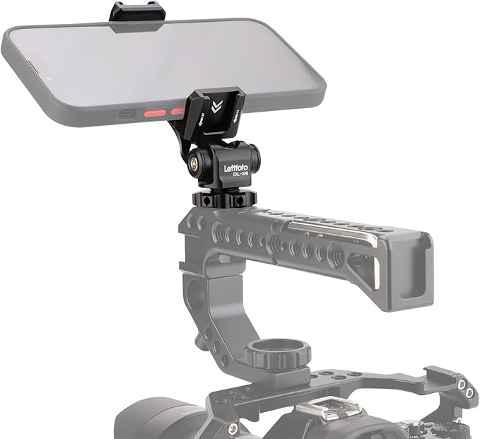 LEFTFOTO Multifunctional Universal Aluminum Phone Mount Adapter,Phone Tripod Mount with Cold Shoe & 1/4" Thread,Phone Holder Fit for Smartphone, iPhone, Cell Phone