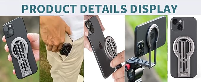 Magnetic Phone Tripod Stand, Aluminium Alloy Strong Magnet Quick Mount Foldable Mini Tripod for iPhone 17/16/15/14/13/12 Series & Android, Ultra-Light Portable Pocket Cell Phone Stand