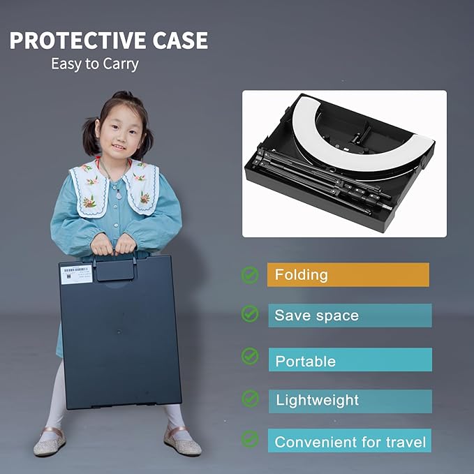 Large Ring Light Kit with 79" Stand, [New Version] 55W 6700K Dimmable,LED 18" Big Ring Light Tripod,Dual Phone Holder for iPhone,tiktok,Makeup,Yutobe,Live Stream,Photography,Video Recording