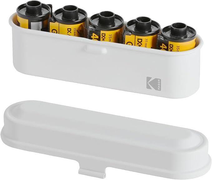 KODAK Film Case - for 5 Rolls of 35mm Films - Compact, Retro Steel Case to Sort and Safeguard Film Rolls (White) (Film is not Included)