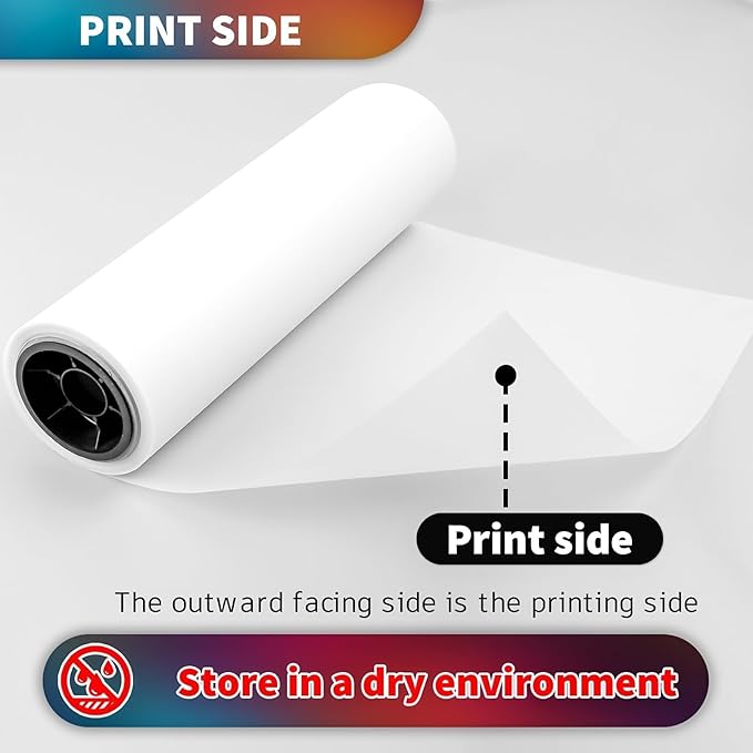 EIZYCUT DTF Transfer Film Roll 13inch x 100ft - A3 Plus Premium DTF Film Roll, PET Double Sided Matte DTF Paper Roll for All Dark Fabric Textile and Colors T Shirts