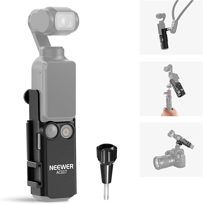 NEEWER BASICS Pocket 3 Extension Mount Adapter Compatible with DJI Osmo Pocket 3 Accessories, Protective Cage Bracket Mic Holder Clamp Stand with Cold Shoe for Tripod Vlog Video Recording, AC017