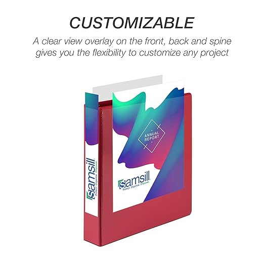 Samsill Durable 4 Inch Binder, Made in The USA, Locking D Ring Binder, Customizable Clear View Cover, Red, 6-Pack, Holds 775 Pages