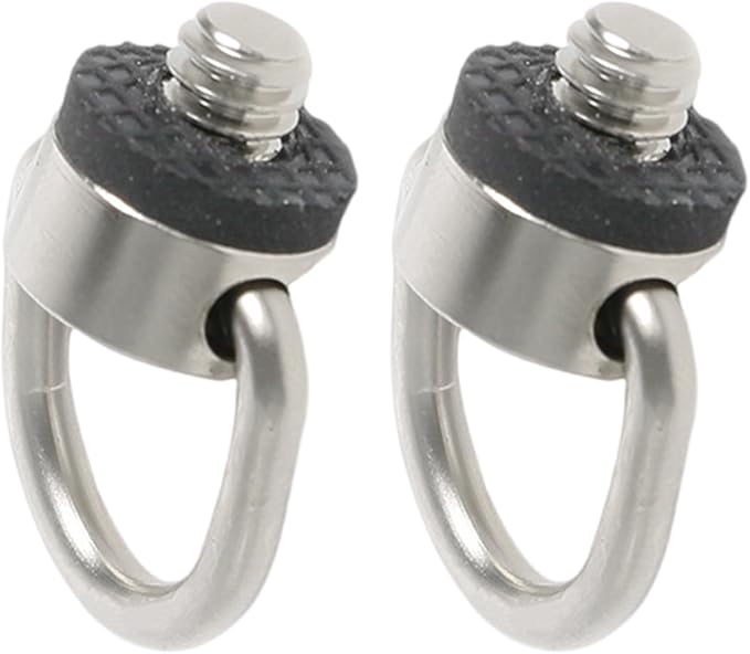 Stainless Steel D Rings Screw, 1/4" 20 Camera Fixing with Rubber Padded for Tripods DSLR Shoulder Straps D Rings