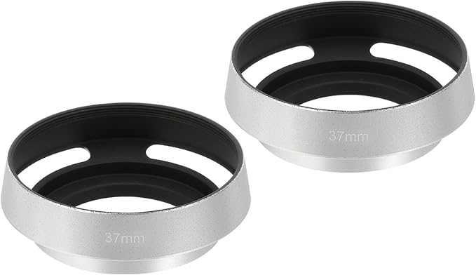 PATIKIL 2 Pcs 37mm Lens Hood, Universal Metal Hollow Curved Screw-in Vented Lens Hoods for Fujifilm for Pentax, Silver