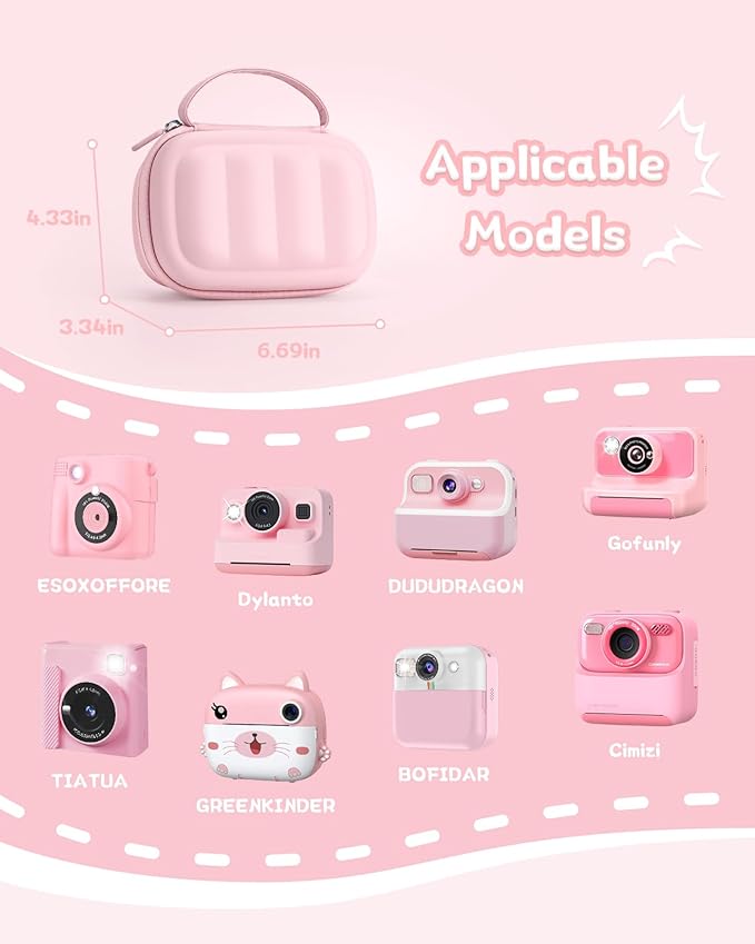 Kids Camera Instant Print Case for ESOXOFFORE, Dylanto, Cimizi,DUDUDRAGON etc - Shockproof Protective Travel Storage Bag with Handle, Cute Gifts for Girls Boys