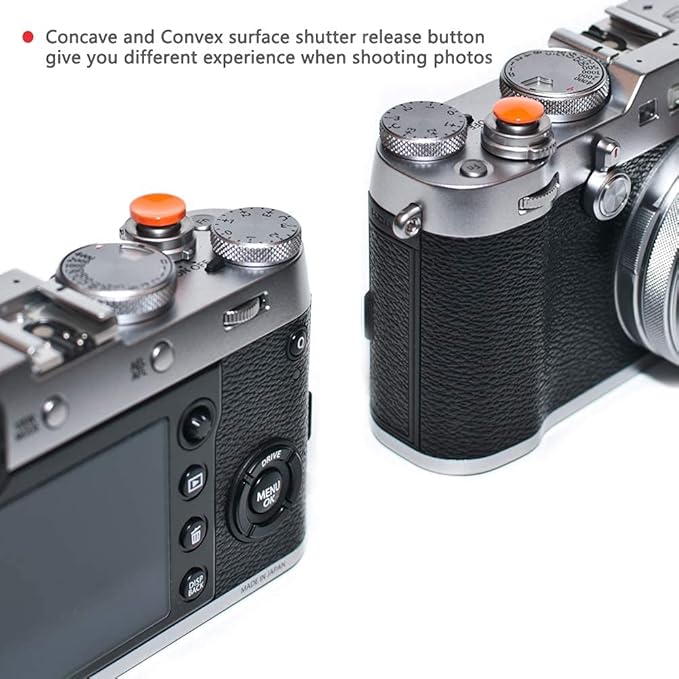 Orange Metal Soft Shutter Release Button,Delicate Camera Shutter Button 11mm Concave 10mm Convex Surface(2 Pack)