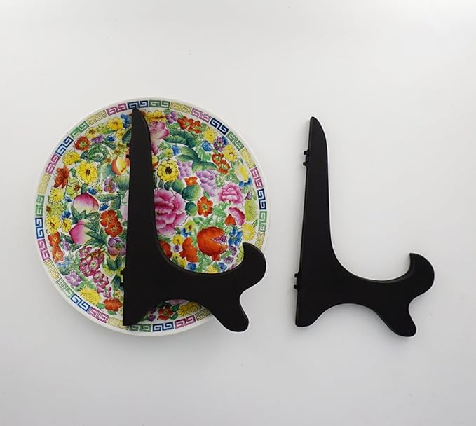 Artliving Black 8" Wood-Like Plastic Easels Plate Display Stands Picture Frame Stand Holder-Set of 4
