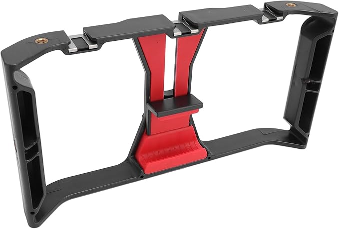 Phone Video Cage Stabilizer Rig Telescopic Phone Clamp 1/4 Inch Screw Hole Ergonomic Grip for Live Streaming Filmmaking Video Recording ABS Material 100mm Clamping Range