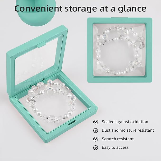 20 Pcs Floating Frame Case with Stands, 3.5X 3.5 x 0.8 inch, Challenge Coin Display,Transparent PE Jewelry Storage Box, Floating Display Holder Stands for Antique Challenge Coins colourA