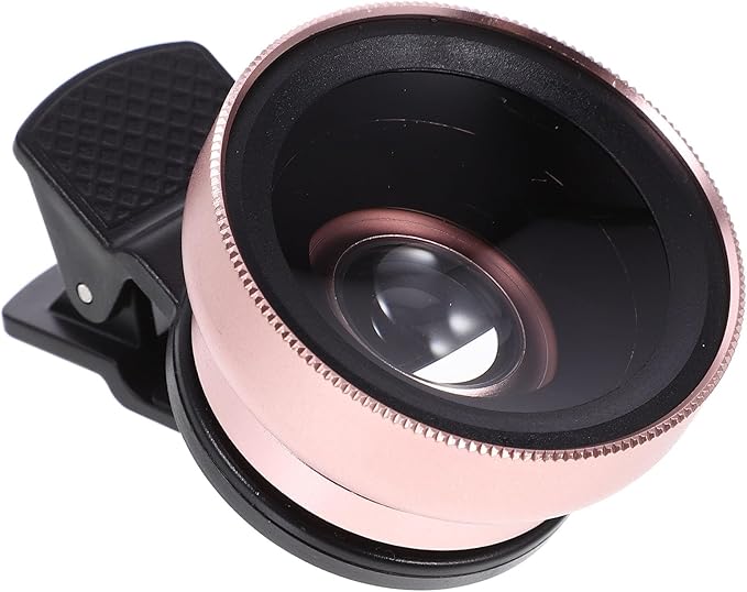 Homoyoyo Clip on Phone Lens 37mm Wide Angle and Macro 0.45x 49uv Dual Lens with Clamp for Smartphones and Tablets Rose Gold Attachment for Mobile Photography