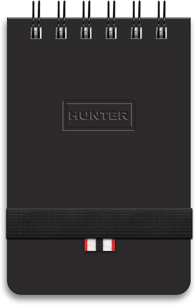 Hunter - All Weather Field Book, 5.75” X 3.6” 128 Pg Outdoor Notebook With Elastic Band to Protect Notes, Pocket Journal With Dot Grid Stone Paper for Surveying, Water & Tear Resistant, Black